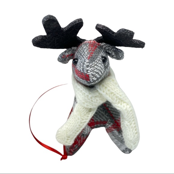 Holiday Lane Plaid Fabric Deer Ornament For Christmas Tree - Picture 5 of 5